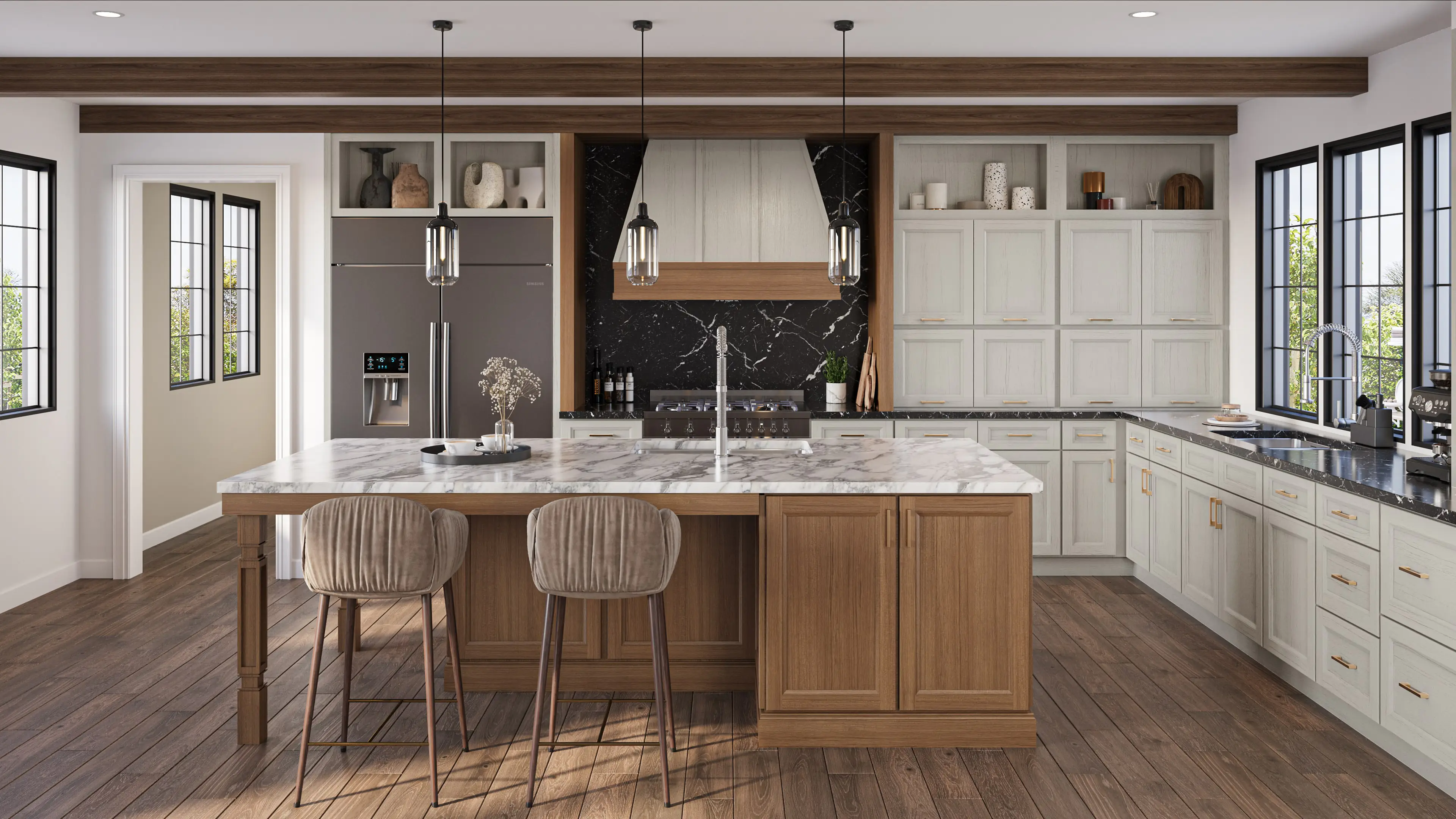 ATG Signature kitchen inspiration with Ivory Oak and Canyon Oak cabinets